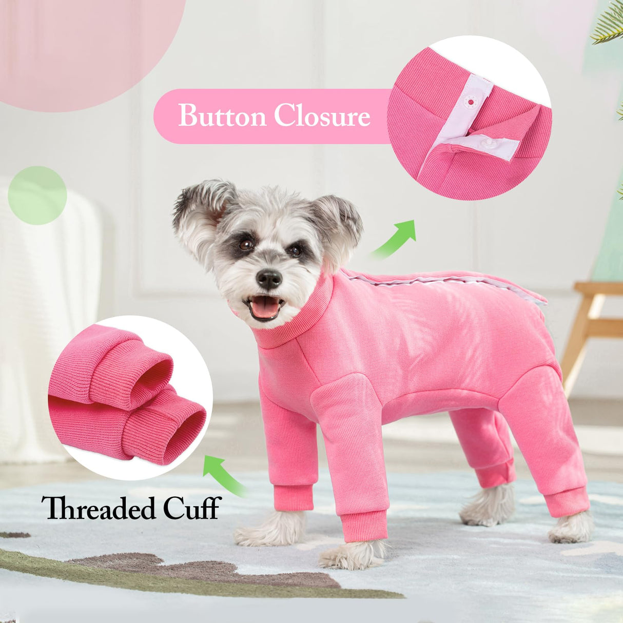 Dog Winter Coat for Small Dogs, Four Leged Warm Fleece Doggie Onesie, High Ribbed Collar Dogs Winter Clothes Jumpsuit, Anti Hair Shedding Suit,Warm Puppy Christmas Jacket
