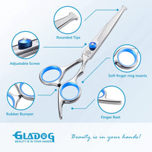 Load image into Gallery viewer, GLADOG Professional 5 in 1 Dog Grooming Scissors Set with Safety Round Tips, Sharp and Heavy-duty Pet Grooming Shears for Cats
