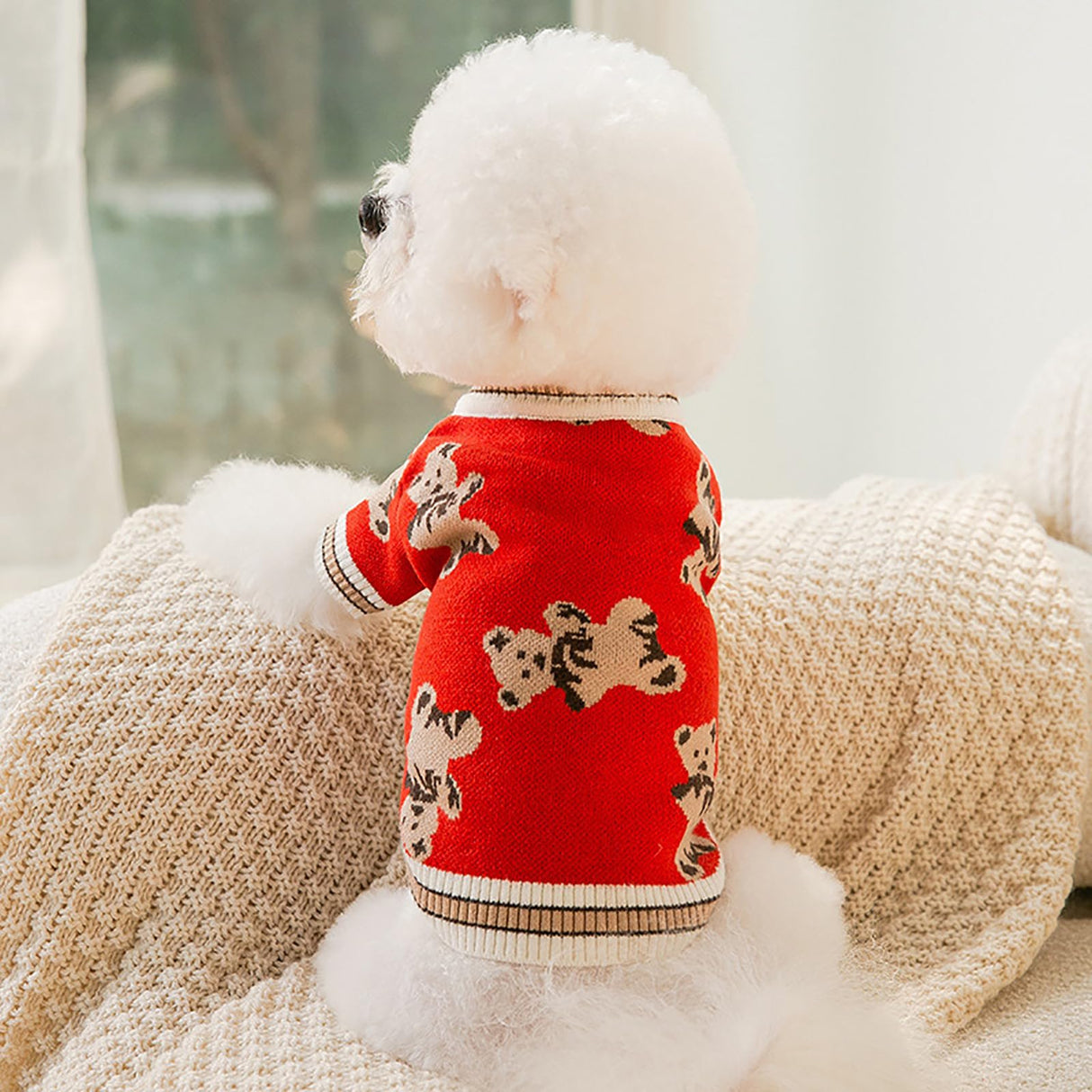Dog Sweater for Small Dogs Cute Bear Pattern Doggie Clothes Winter Warm Puppy Coat Chihuahua Yorkie Holiday Birthday Outfits Halloween Christmas Small Dog Costume Fall Pet Cat Lightweight Sweaters