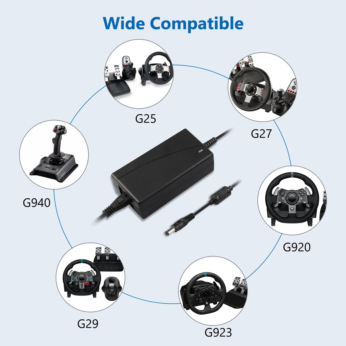 Replacement for Logitech G920 G29 Power Supply, 24V Power Adapter for Logitech Driving Force Racing Wheel G923 G25 G27 G940 GT Racing Wheel APD DA-42H24, AD10110LF, 190211-0010