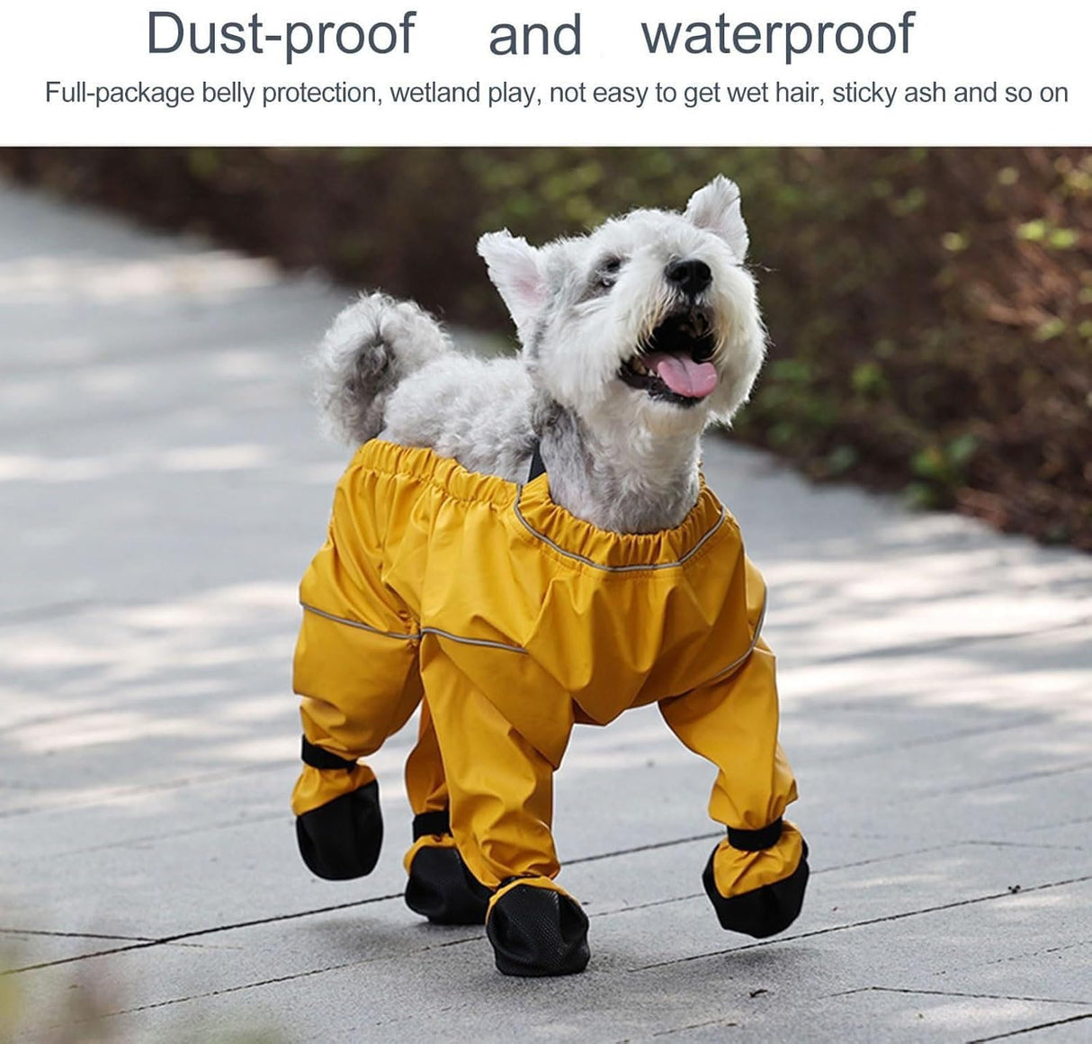 Snow Suit for Dogs with Attached Boots, Full Body Dog Snowsuit with Attached Boots, Dog Rain Suit withBoots, with Suspenders Waterproof DogWinter Snow Coat Jacket Anti-Slip Dirty-Proof (Blue, M)
