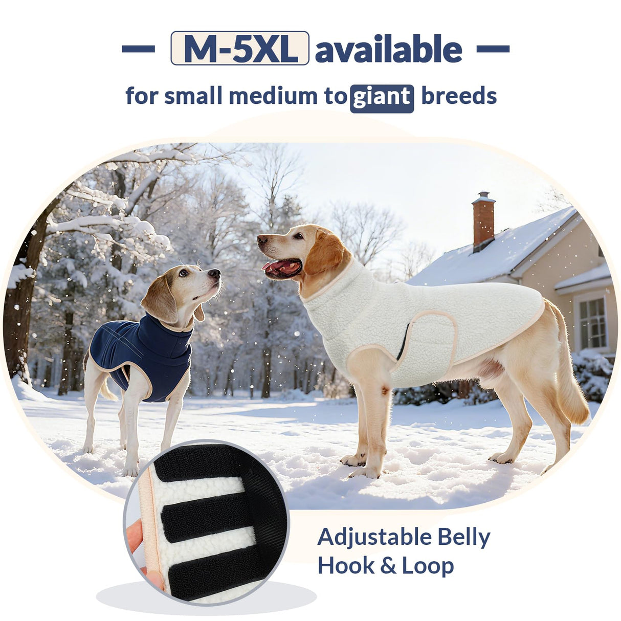 ROZKITCH Dog Coats for Large Dogs with Double Sided Polar Fleece and Sherpa for Cold Weather in Winter, Windproof Turtleneck Sweater with Adjustable Drawstring and Velcro DarkBlue 3XL