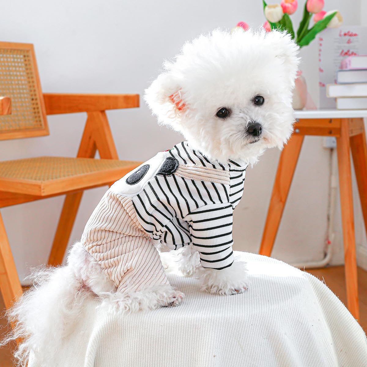Dog Stylish Overalls Comfortable Puppy One Piece Outfits Winter Bib Overalls for Small Dogs Cute Pet Jumpsuit Onesie Chihuahua Yorkies Birthday Holiday Clothes Costume