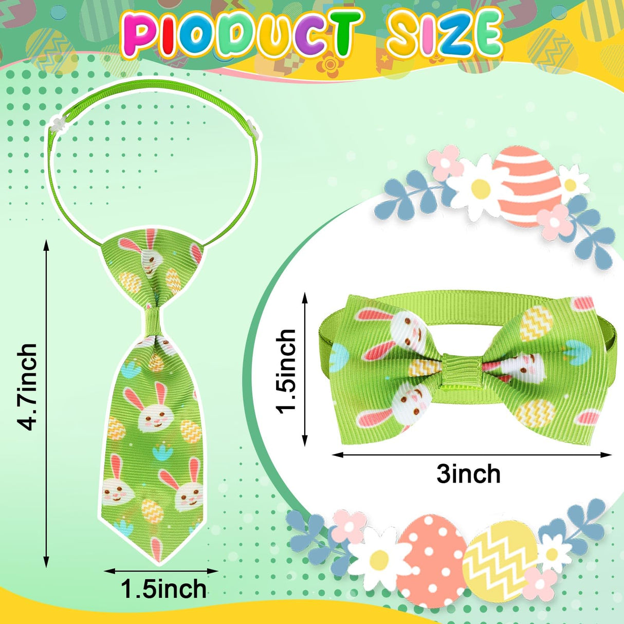 Chunful 150 Pcs Easter Dog Bow Ties Collars Bulk Easter Adjustable Cat Dog Bowtie Neckties Collars Set Basic Bow Tie for Small Medium Pet Grooming Accessories