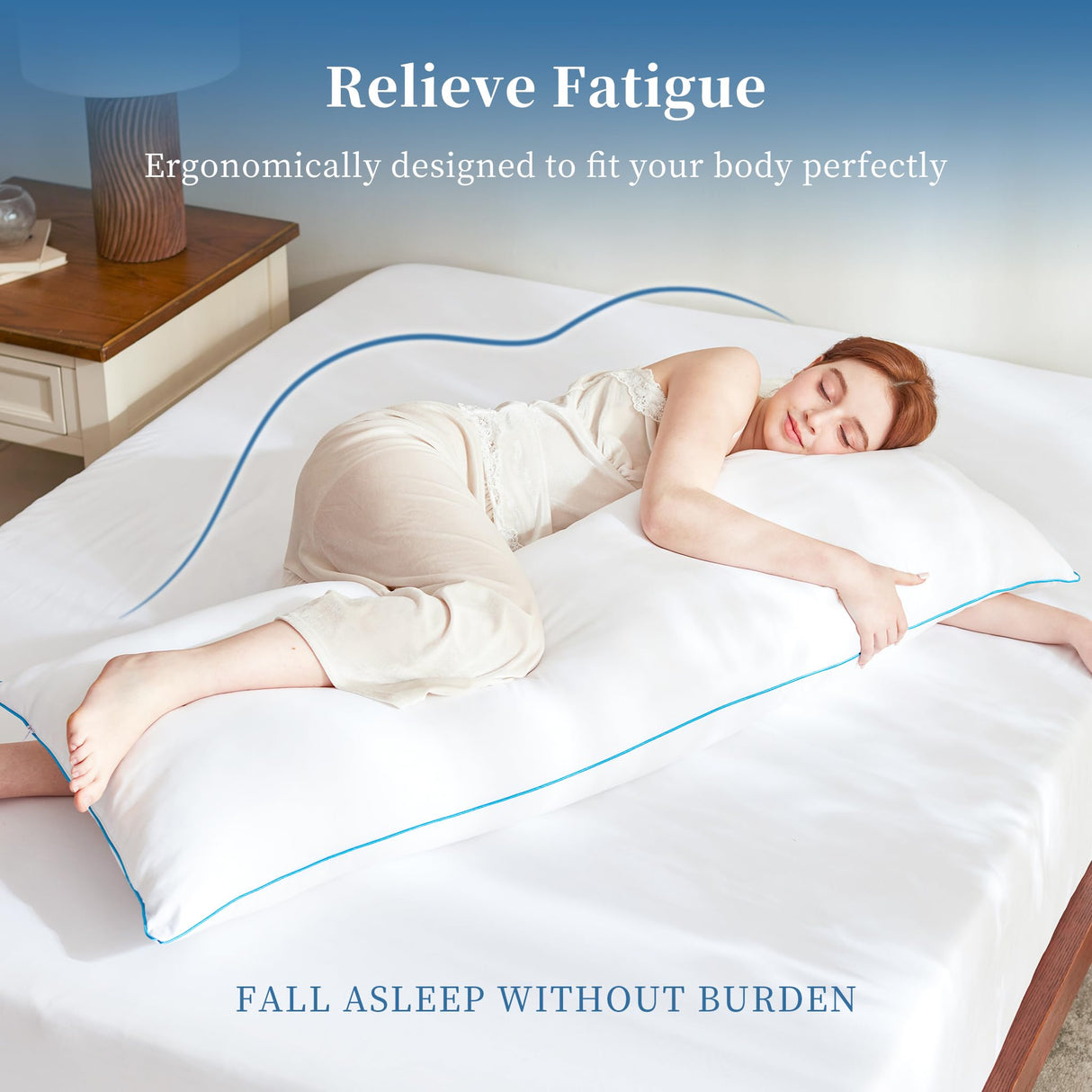 Memory Foam Body Pillow Insert - Full Body Pillow for Adults - Soft Large Long Bed Pillow for Side Sleeper (White, 20 Inchx54 Inch)