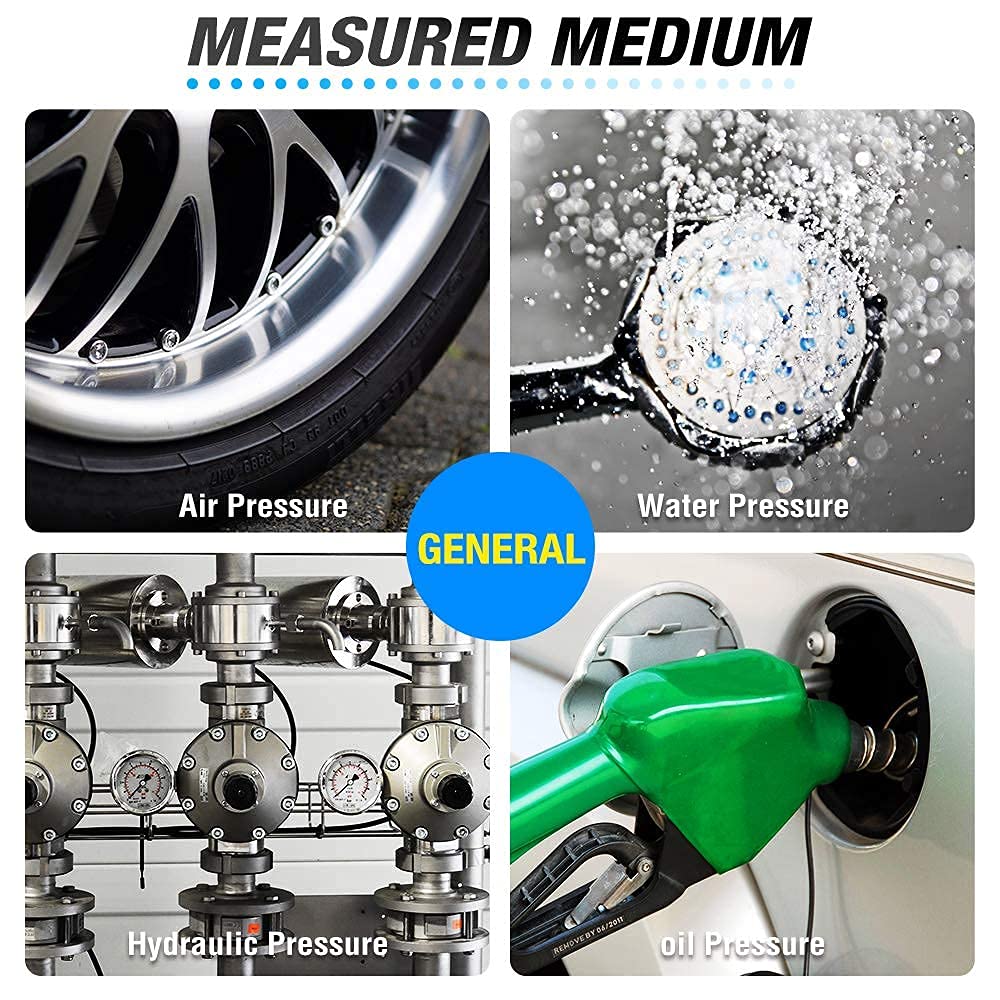MEANLIN MEASURE 1/2" NPT Bimetal Thermometer for Hot Water, Boilers and Pipes, 3" Dial, 6" Lead-Free Brass Stem, Temperature Range 0-250°F/-20-120°C, Accuracy 2%, Center Back Mount