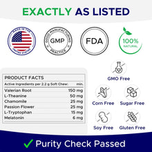 Load image into Gallery viewer, GOODGROWLIES Melatonin for Dogs to Sleep 6mg - Doggie Sleep Aid Treats - Sleeping Pills for Anxiety - Extra Strength Calming Chews Large & Medium Breed Help Sleep at Night - Made in USA - 120Ct