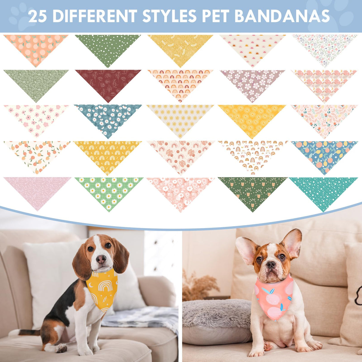 50 Pack Dog Bandanas Bulk Summer Spring Flower Dog Bandanas Pet Costume Dog Outfit Holiday Washable Scarf Pets Triangle Head Scarfs Bandanas Puppy Floral Dog Bibs for Girl and Boy