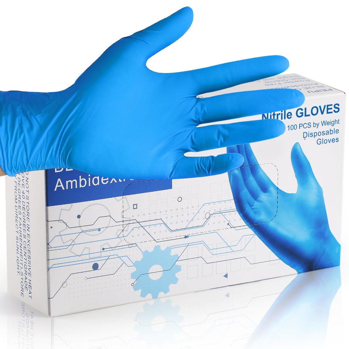 Nitrile Gloves Disposable Gloves (Medium, 100-Count), 4 Mil,Powder Free, Cleaning Service Gloves, Latex Free