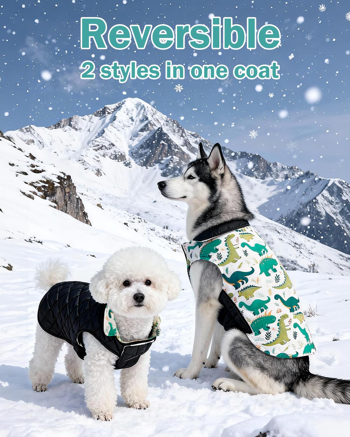 CuteBone Winter Dog Coat - Waterproof Windproof Reversible Vest, Thick Adjustable Cold Weather Jacket with Leash Hole for Medium Dogs GMF33L