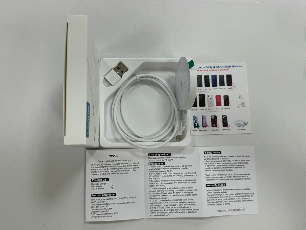 Magnetic Wireless Magsafe Charger iPhone: Charging Pad for iPhone 17/16/15/14/13/12 Series & AirPods Pro 4-2, Strong Magnet, Dual Ports, Case-Friendly, Lightweight for Travel Home Office Desk