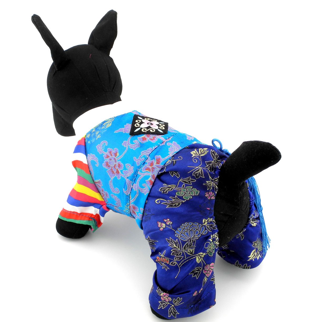 SELMAI Ethnic Dog Costume Korean Traditional Knot Pendant Norigae Hanbok Embroidery Silk Pet Clothes Outfit Color Dress for Small Puppies Large Cat Apparel Birthday Party Festival Celebration Boy L