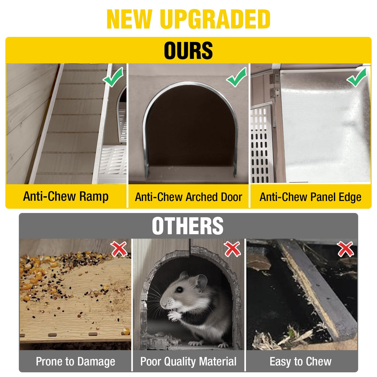 Aivituvin 2-Story Indoor Rabbit Hutch Guinea Pig Cage with Stand, Wooden Bunny Cage Small Animal Cages with Chew-Proof Ramp, Pull-Out Tray & Leakproof PVC Layer (Brown)