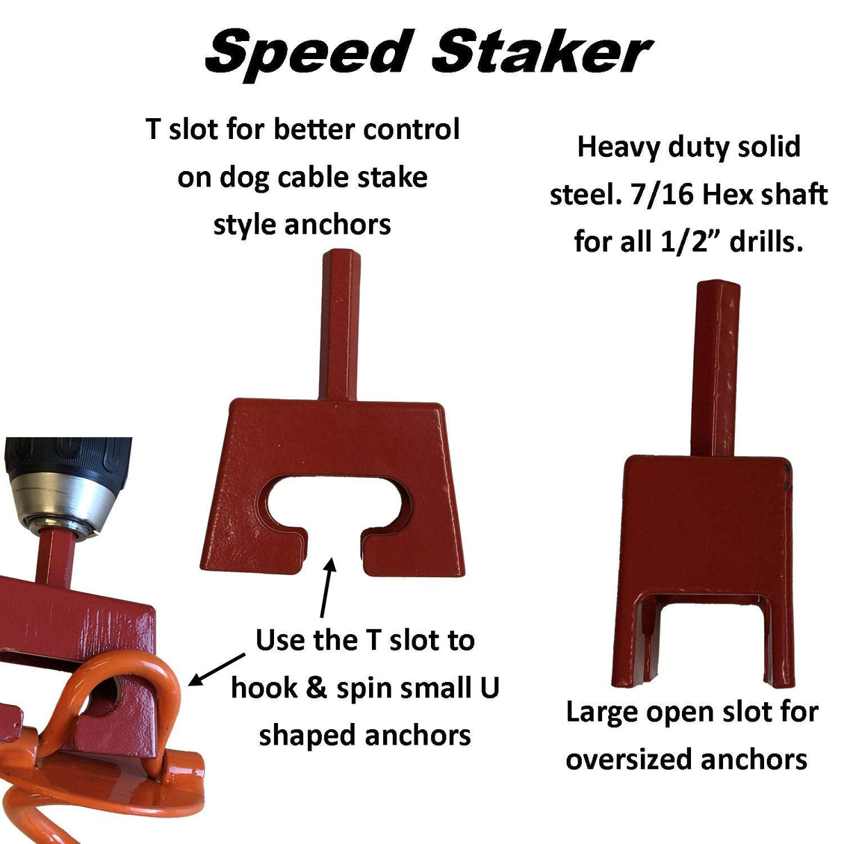 KEYFIT TOOLS Ground Anchor Speed Staker Drill in Your Heavy Duty Spiral Ground Anchors in Seconds. Multi Functional Works On Dog Ties Tree Anchors Screw in Tent Stakes Solid Steel