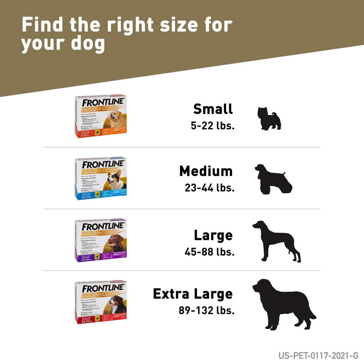 FRONTLINE Gold Flea & Tick Treatment for Medium Dogs Up to 23 to 44 lbs., Pack of 3