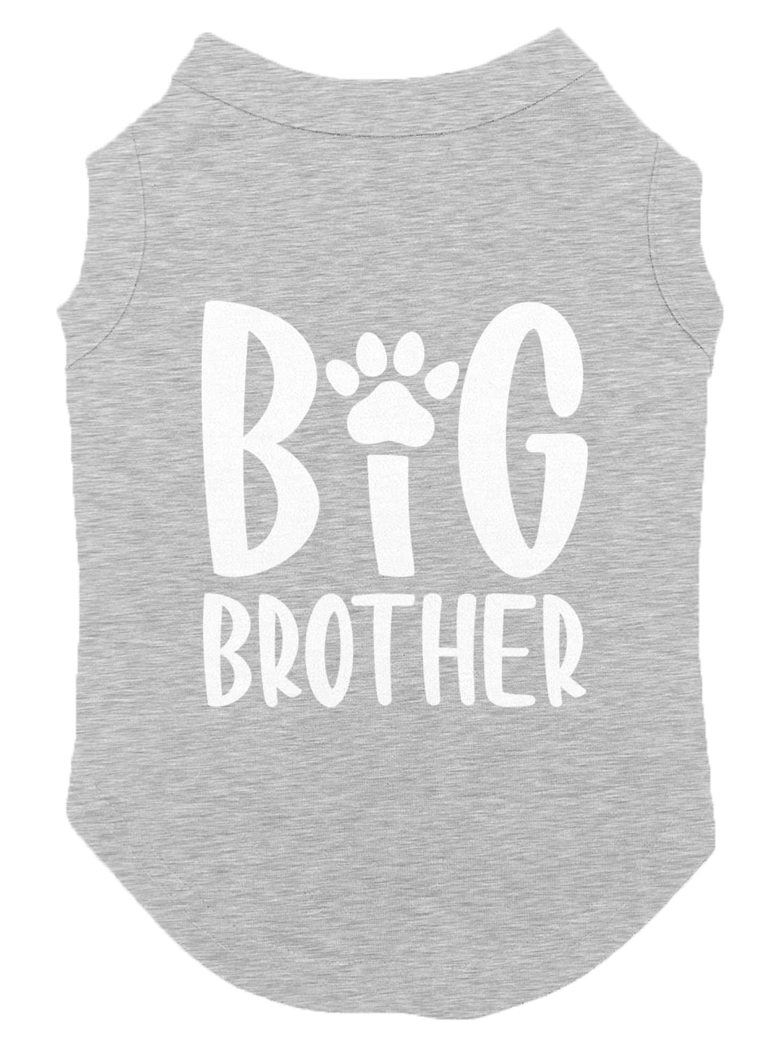 Big Brother Paw Print - Furry Sibling Bro Dog Shirt (Light Gray, Large)