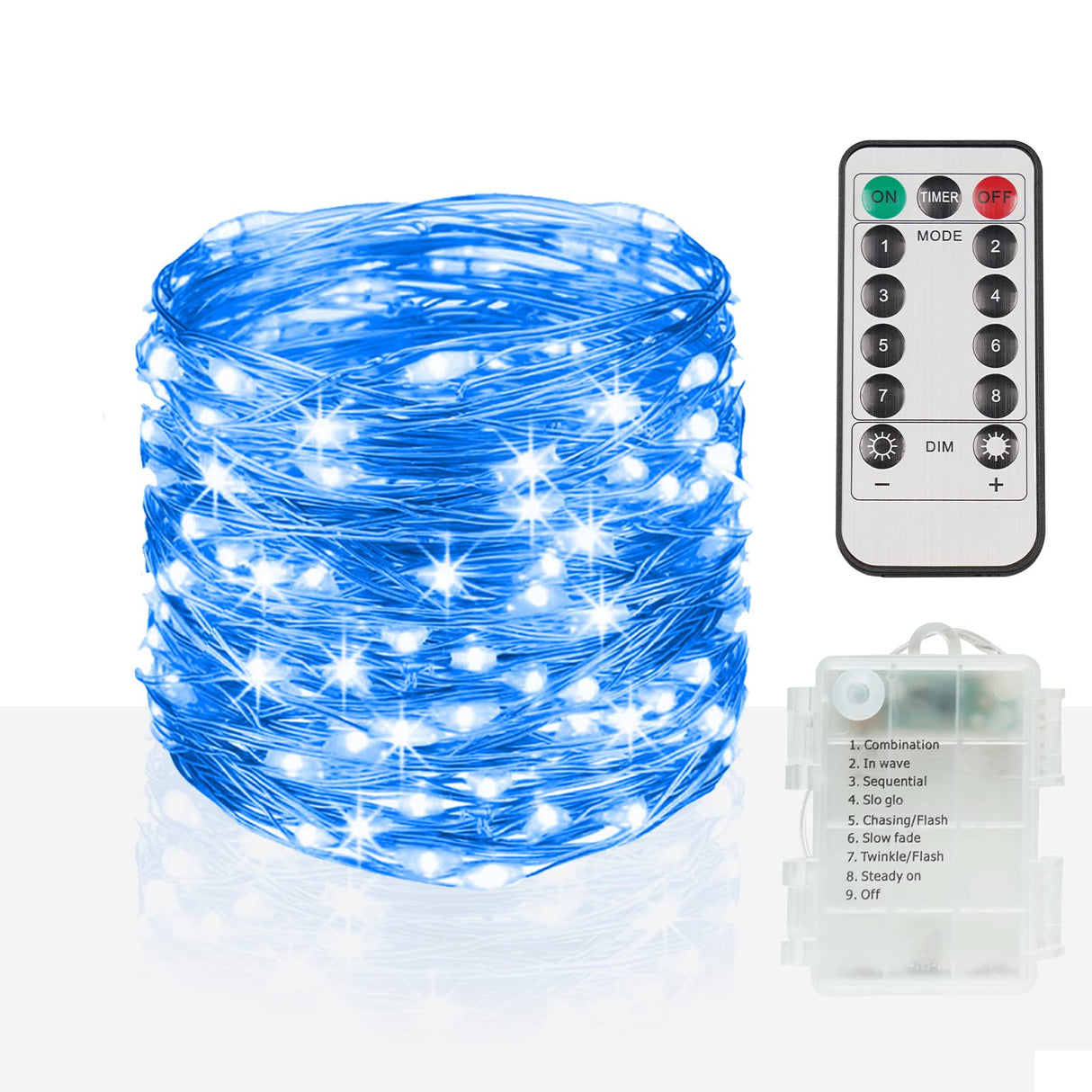 suddus Blue LED Christmas Lights Outdoor,200led 66ft Battery Operated Fairy Lights Indoor, Twinkle Lights for Bedroom, Halloween, Backyard, Tree, Dorm, Patio, Tapestry, Garden, Party