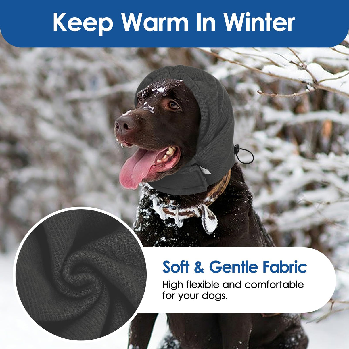 SUNFURA Dog Calming Hoodie, Dog Ear Muffs Noise Protection, Ear Wrap Hematoma for Dogs, Adjustable No Shake Head Cover Anxiety Relief, Grooming, Blow Drying, Fireworks, Thunderstorms, Grey S