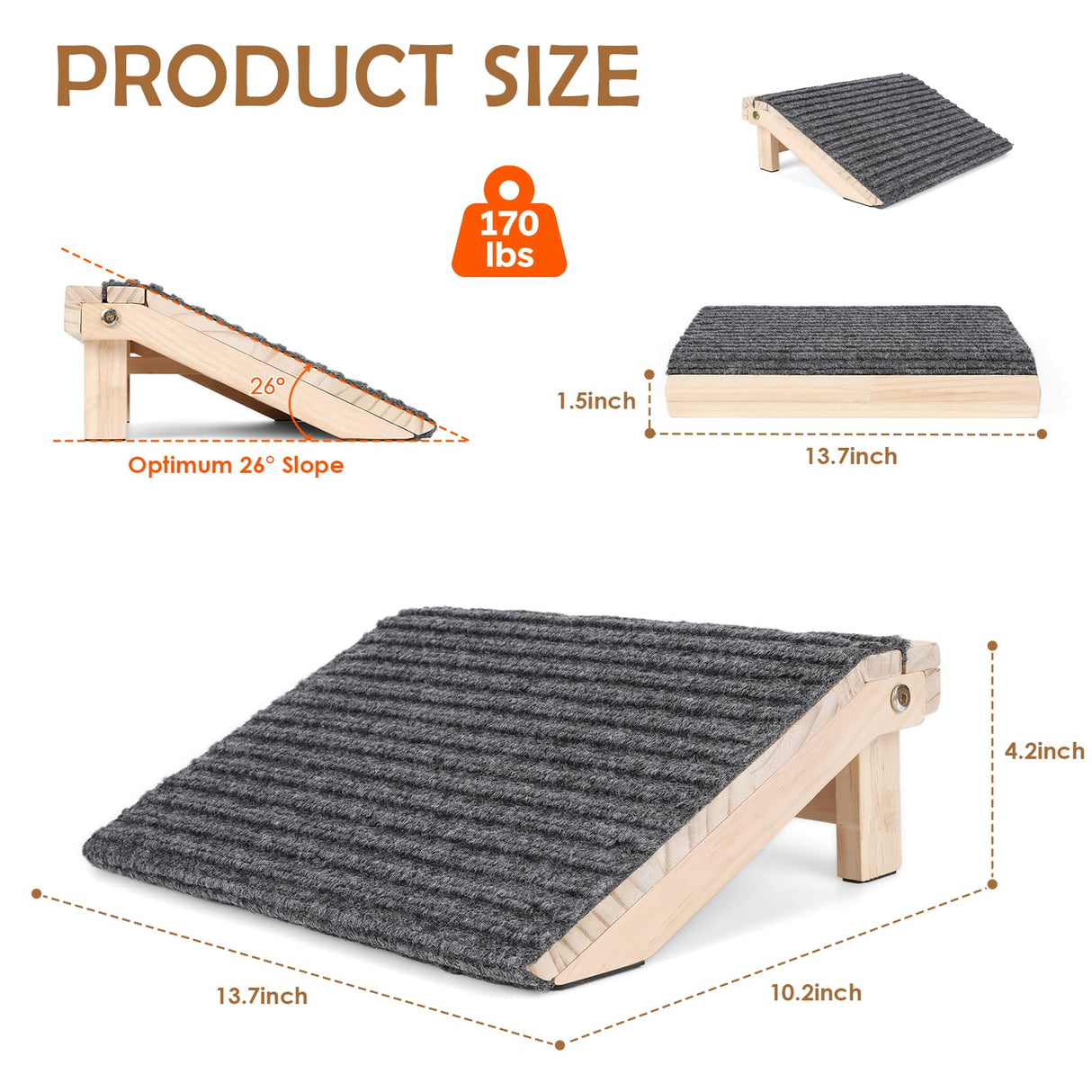 3 Pack Dog Ramp for Stairs, Anti-Slip Pet Step for Small Dogs with Soft Carpet Surface, Folding Portable Indoor/Outdoor Pet Steps for Stairs, Dog Stairs for Senior/Arthritis Dogs (Pet Firendly)