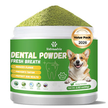 Load image into Gallery viewer, Vetriuntrix Dog Teeth Cleaning Powder, Dog Dental Powder for Teeth Cleaning and Dog Breath Fresh for Dogs with Probiotic & Tartar Remover, Plaque Off Dog Tooth Cleaning (80g)