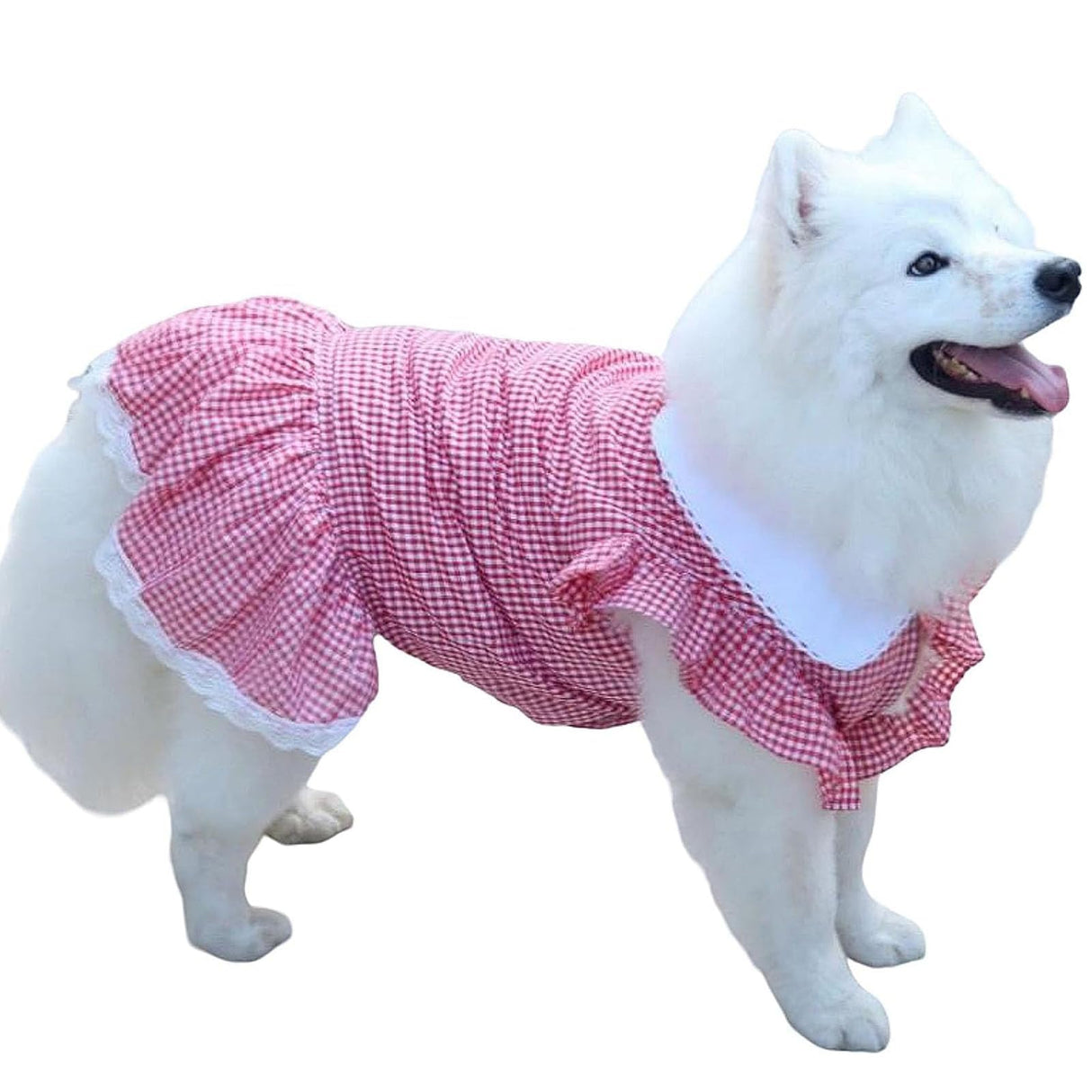 UOSIA Dog Dresses for Large Dogs Girl Lace Cute Thin Classic Plaid Breathable Pet Birthday Dress for Medium Dogs Outdoor Walking Apparel(Red,6XL)