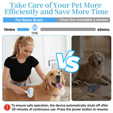Load image into Gallery viewer, Pet Steam Brush for Dog & Cat - 3-in-1 Steam Grooming Brush for Shedding & Hair Removal - Self Cleaning Spray Comb with Mist for Long Haired Pets - Includes 1*Waterless Shampoo, Blue.