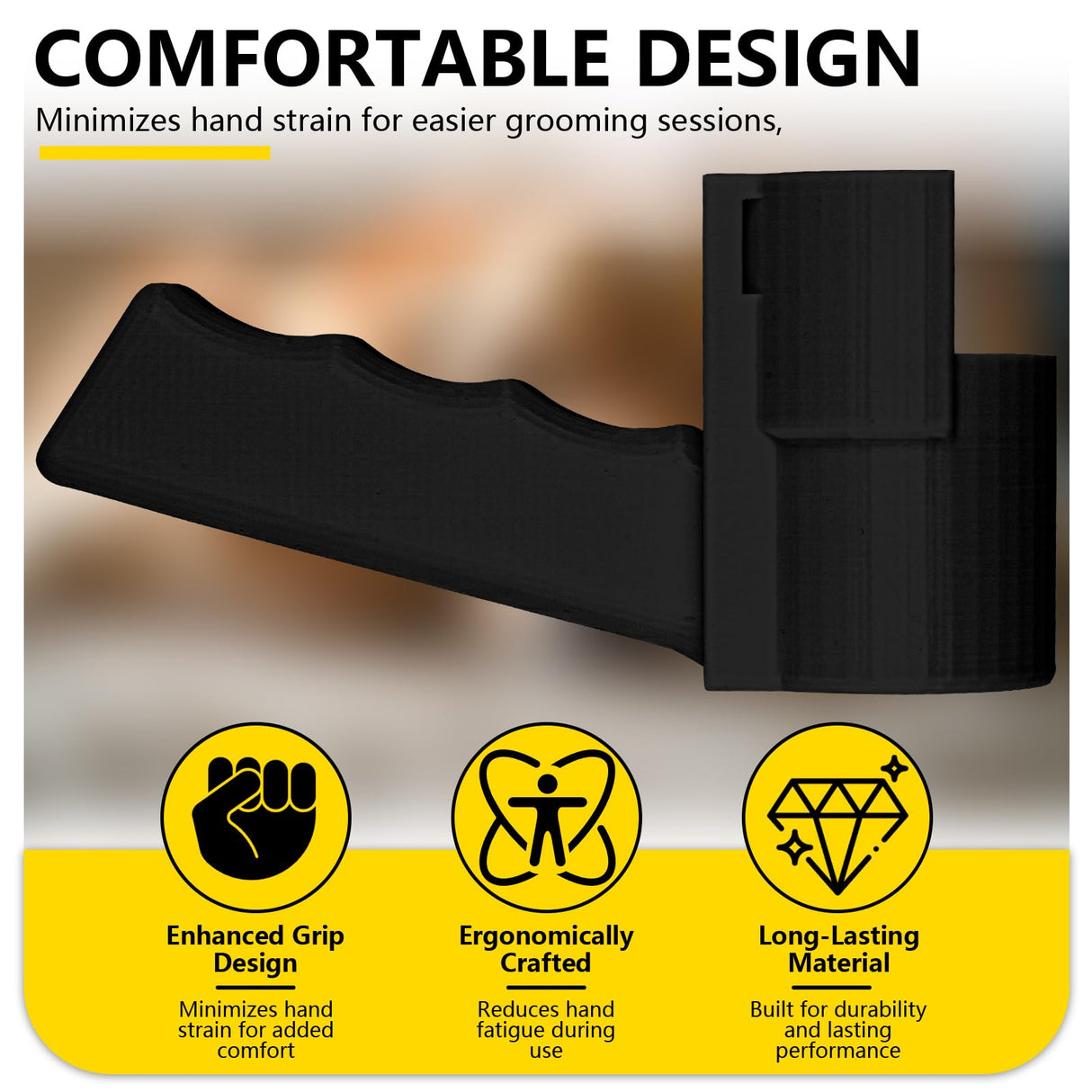 Grip Dryer Handle for Dogs V3, Lightweight Holder for High Velocity Dog, Enhanced Comfort & Control for Pet Grooming Dryers(Black)