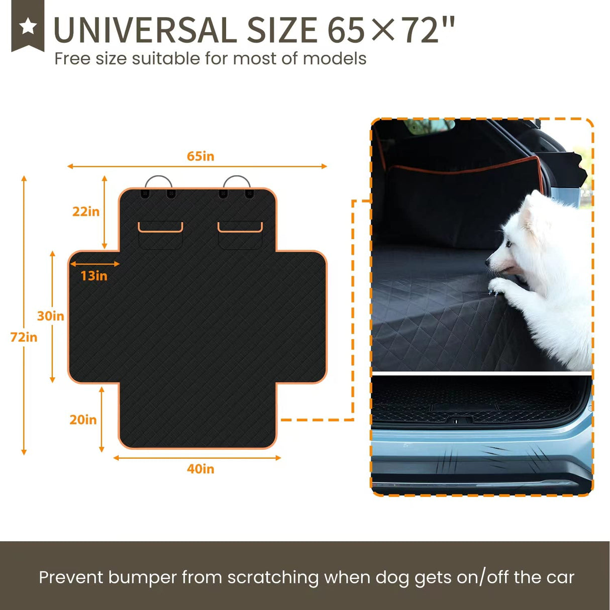 NESTROAD SUV Cargo Liner for Dogs, Waterproof Dog Cargo Cover for SUVs,Sedans,Vans,Nonslip Dog Seat Cover with Bumper Flap Protector,Universal Fit,Black,Standard