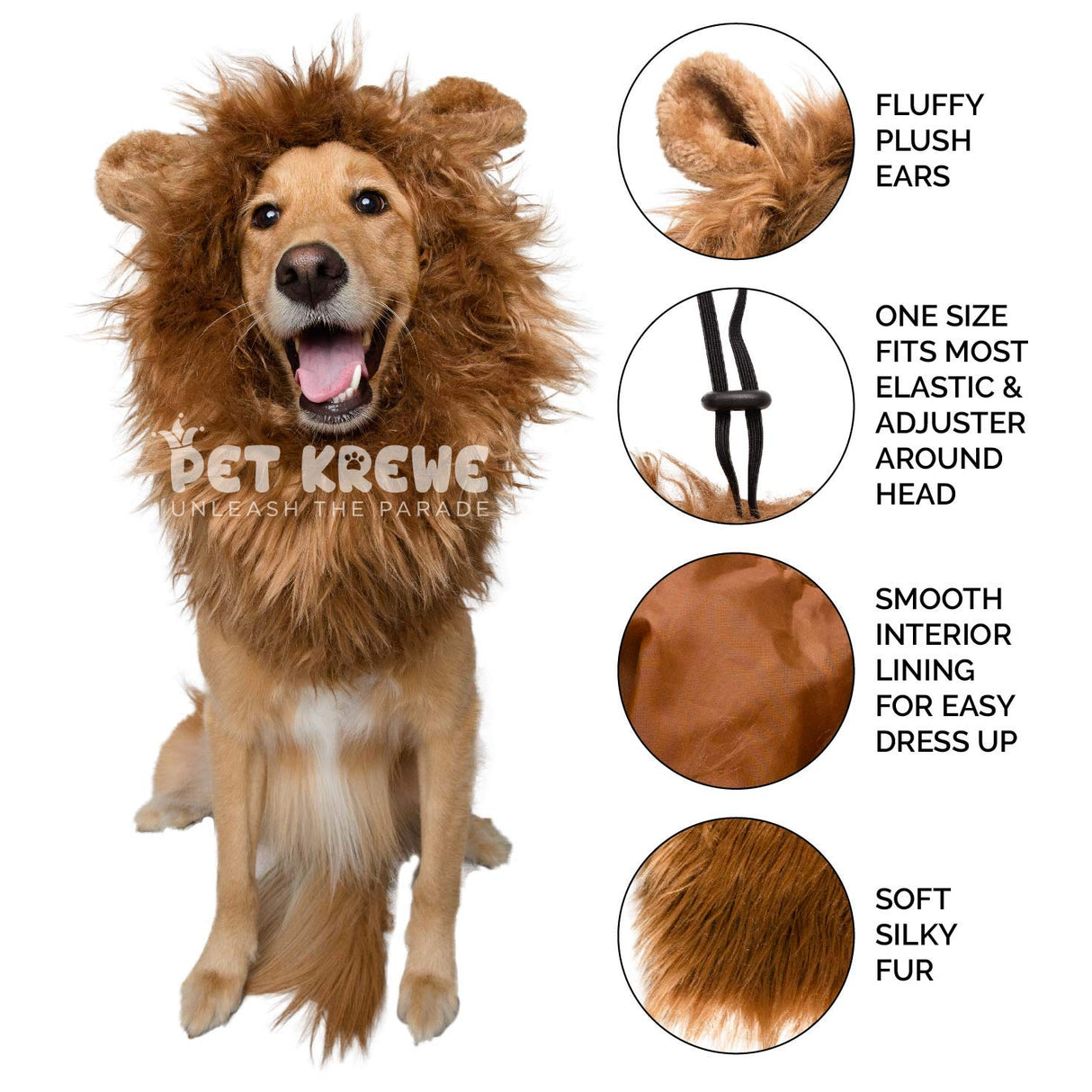 Pet Krewe Lion Mane for Dog -Fits Neck Size 13" - 32"-Lion Mane Dog Costume by Pet Krewe
