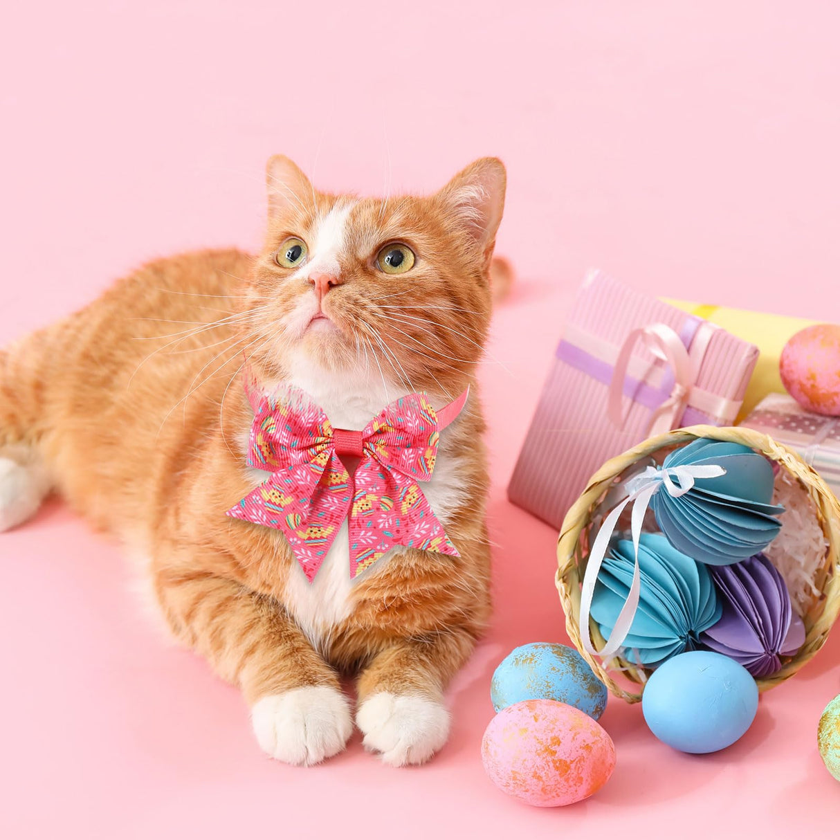 Aliceset 240 Pcs Easter Dog Bows Tie Collar Bulk Spring Adjustable Flower Pet Neckties for Dog Cat Grooming Accessories and Pet Festival Holiday Party