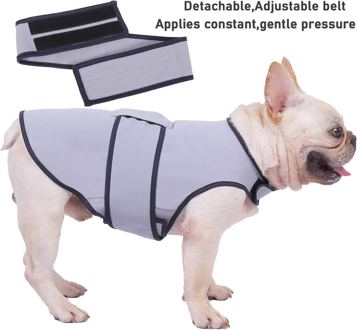 Sychien Dog Anxiety Dog Jacket,DogsThunder Calming Shirt Wrap Vest for Samll Dogs,Travel, Fireworks, Separation, Bluish Grey XS