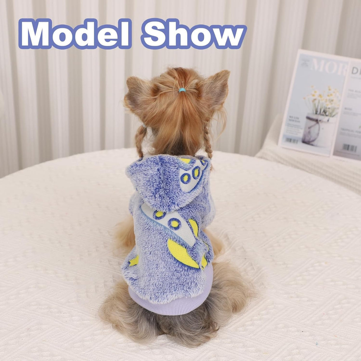 Dog Sweater for Small Dogs Girl Boy, Fleece Dog Hoodie Clothes, Night Glow Puppy Sweater, Soft Warm Extra Small Doggie Sweatshirt, Fall Winter Doggy Clothes Pet Outfits for Chihuahua Yorkie, Blue,XS