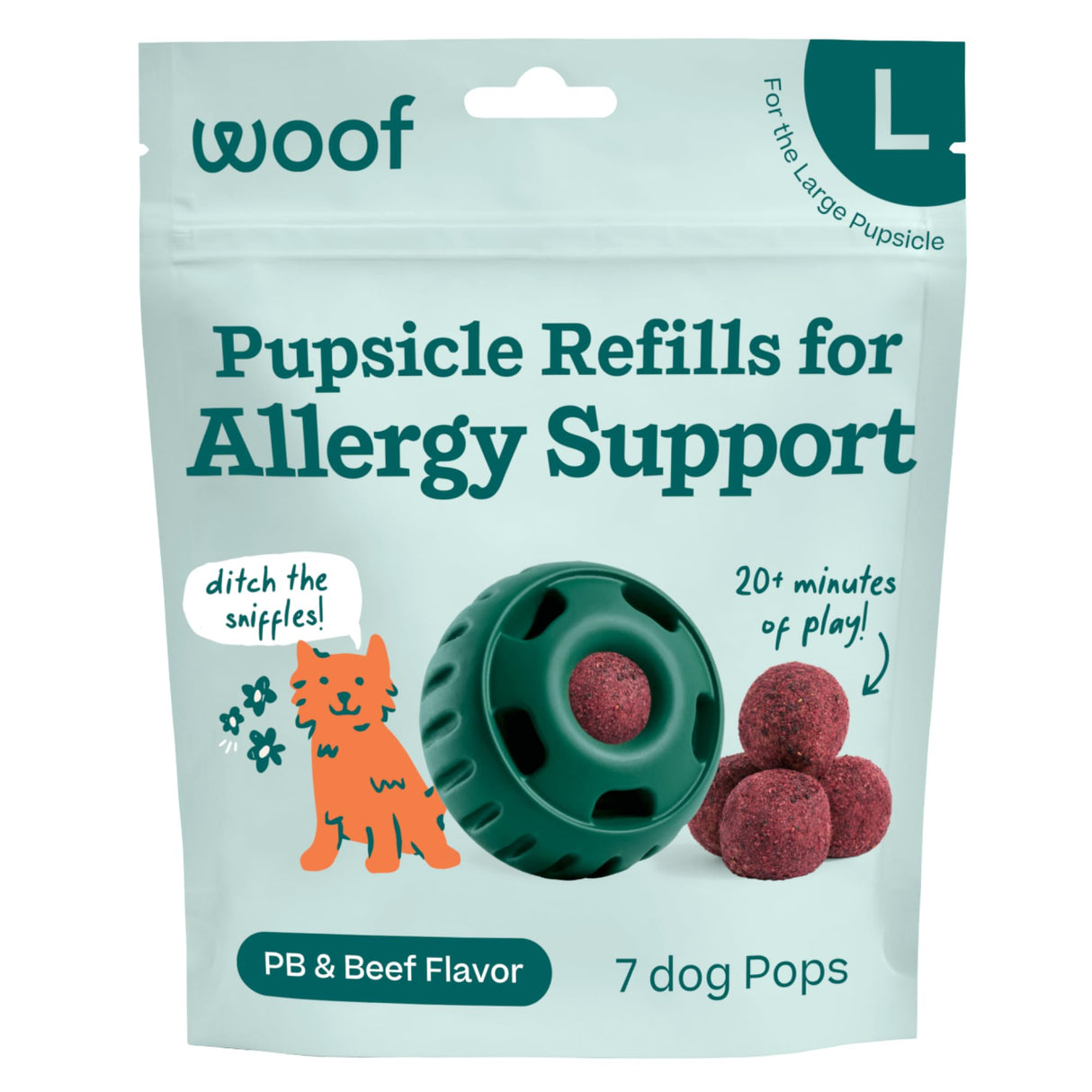 WOOF Pupsicle Refill Pops for Allergy Support for Dogs - Allergy Dog Treats for The Pupsicle Toy to Support Your Dog’s Natural Immune Defenses - Large Pops - 7 Count