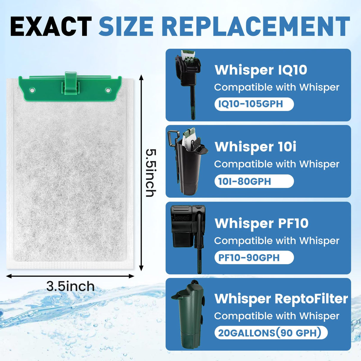 Zeefpod 24 Pack Medium Filter Cartridges Compatible with Tetra Whisper Bio-Bag Filters,Large Aquarium Filter Cartridge for Whisper 10i/IQ10/PF10 and Repto Filter 90 GPH