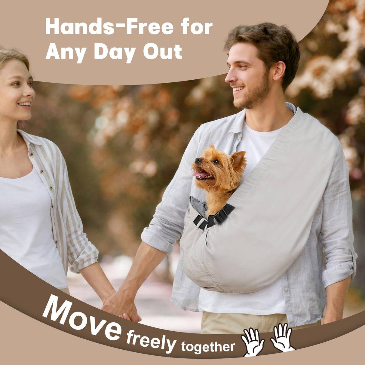 Pawfun Dog Carrier Sling for Small Dogs Cats- Hands Free Pet Sling Carrier with Mesh Lining Pocket & Safety Hook, Adjustable Cat Dog Front Carrier for Travel, Daily Walk, Outdoor,Grey L