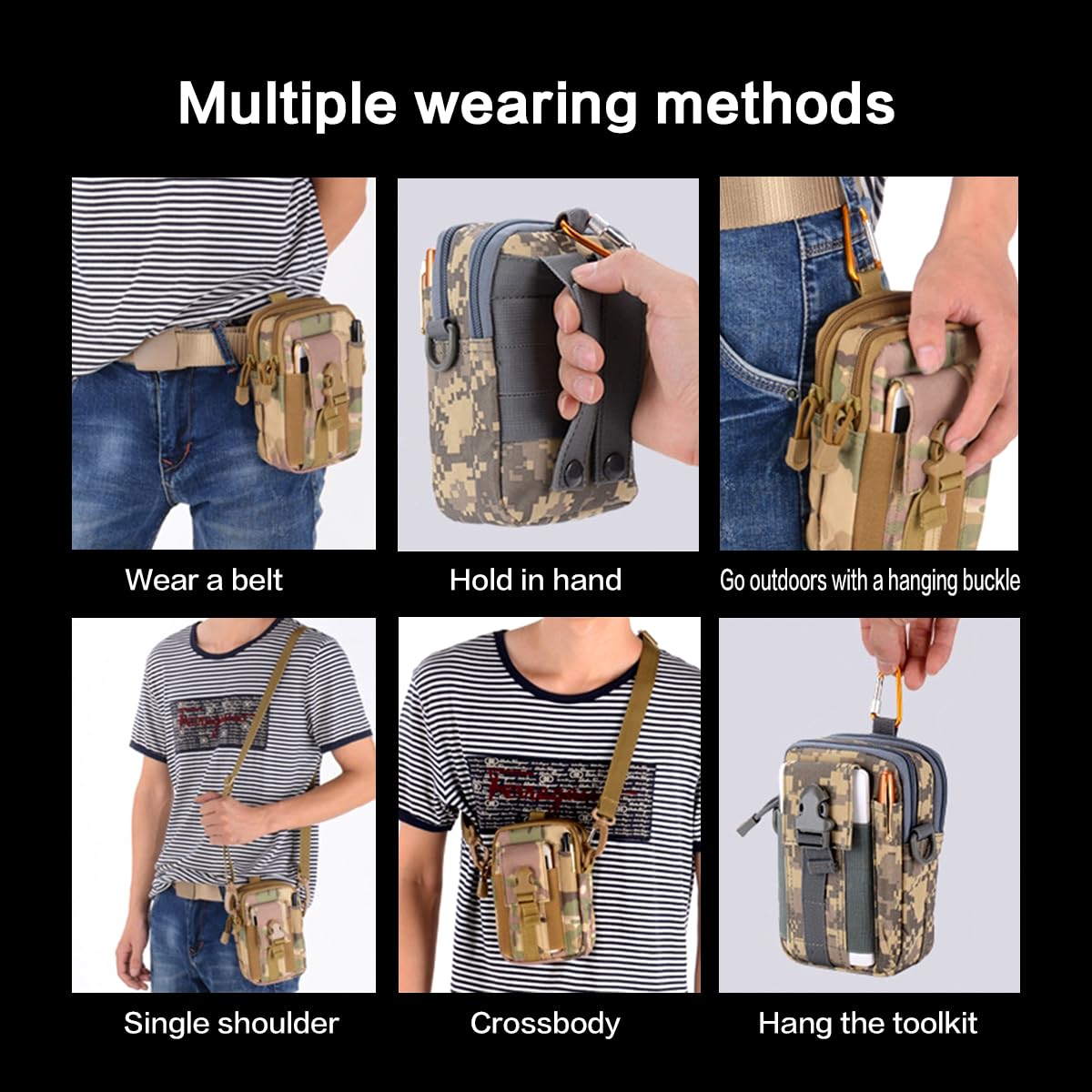 Tactical Molle Pouch - Outdoor Sports Waist Bag, Hiking Multi-Purpose Phone Pouch, Durable & Water-Resistant for Camping, Cycling, Travel(Green Jungle Digital)