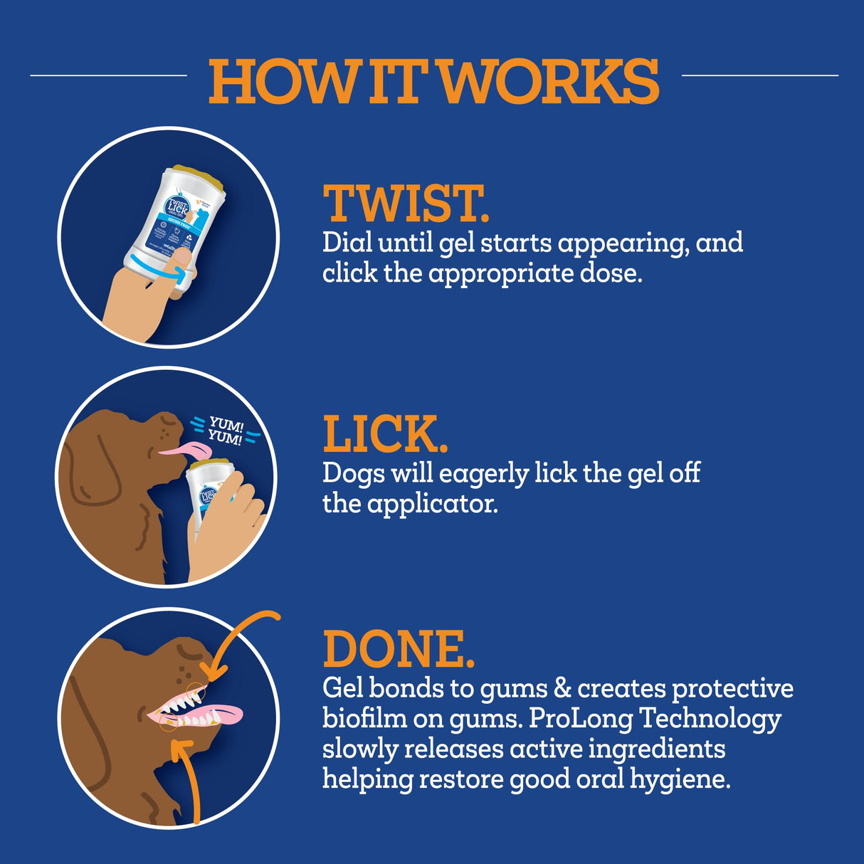 Twist and Lick Dental Gel for Dogs, Cleans Teeth and Freshens Breath for 24 Hours, Peanut Butter Flavor, 2 oz, 30 Day Supply