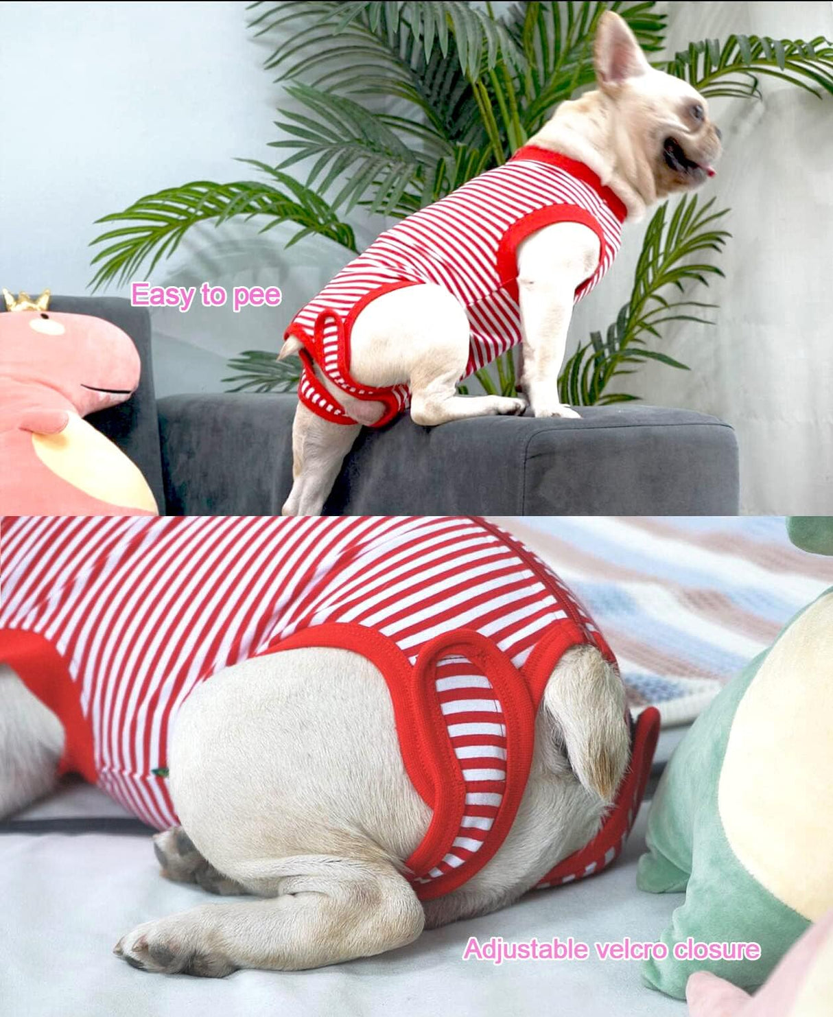 Sychien Dog Red Recovery Suit for XXX-Large Female Spay,Male Dog Surgery Suit,Narrow Red-White 3XL