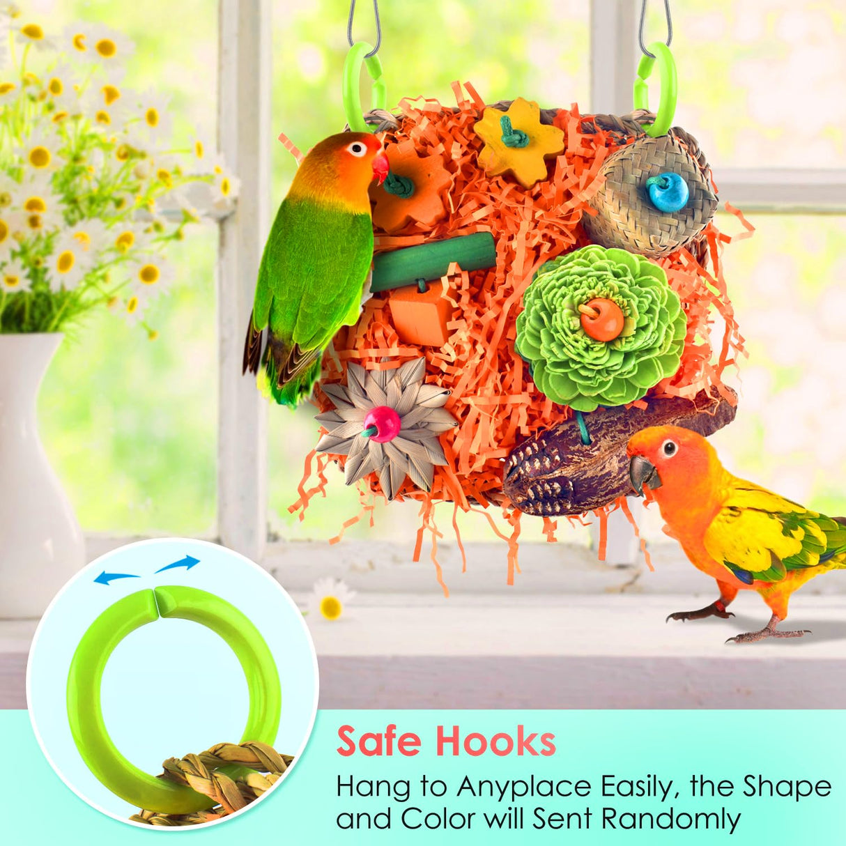 KATUMO Bird Toys, 2 Pack Bird Grass Mat Foraging Wall Toys Parrot Shredder Toys for Parakeet, Cockatiel, Conure, Lovebird, Budgie, Small to Medium Birds