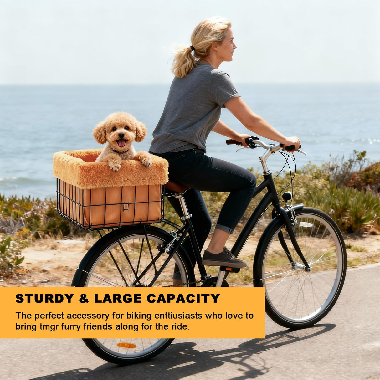 Xixter Pet Bike Basket Liner Comfortable and Warm with Easy Installations,Outer Layer Made of Short Plush Material(Bike Basket Not Included)