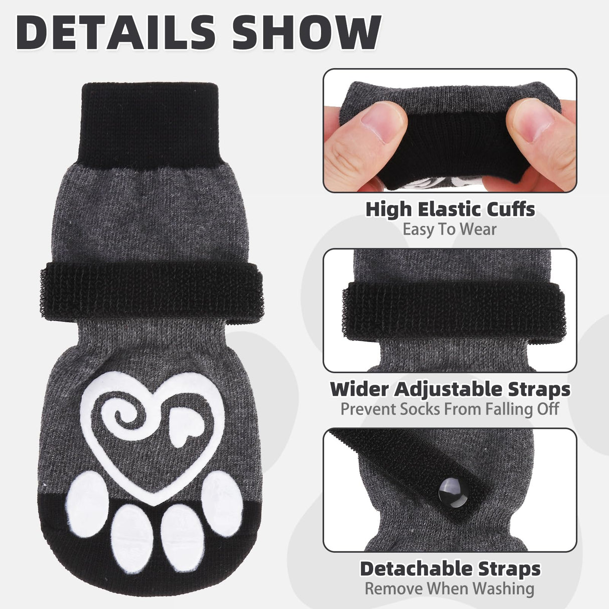 KOOLTAIL Dog Socks for Hot/Cold Pavement to Prevent Licking Paws,Dog Boots&Paw Protector for Hardwood Floors Anti Slip,Traction Control Booties for Small Medium Large Senior Dogs,XL