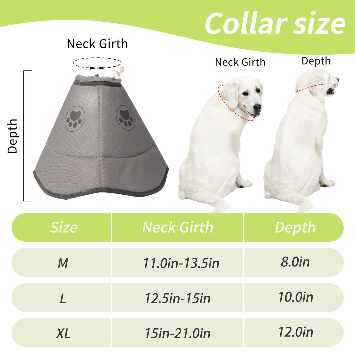 Gmkato Soft Dog Cone for Small Medium Large Pets After Surgery, Comfy Cone for Dogs, Cones for Dogs to Stop Licking, Pet Elizabethan Collar Alternative to Prevent Licking Wounds (Grey, XL)