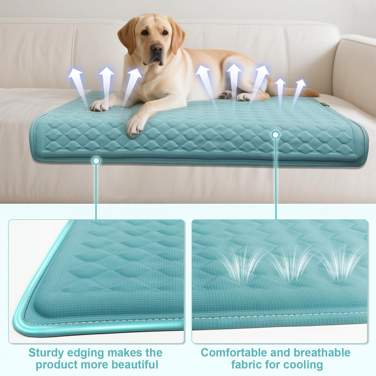 GOLOPET Dog Cooling Mat 34x23 in Summer Waterproof Breathable Teslin Mesh, Durable, Non-Slip, Portable Maximum Weight Capacity 60 lbs. Black