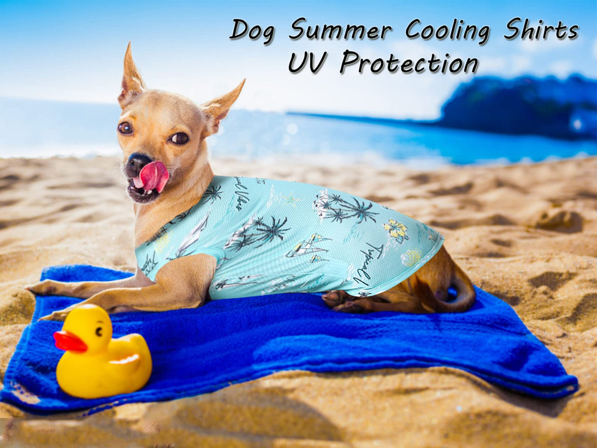 Y-blue Dog Summer Cooling Shirts,Sun Protection Quick Dry Mesh Breathable Medium Tee-Shirt,Red+Blue M