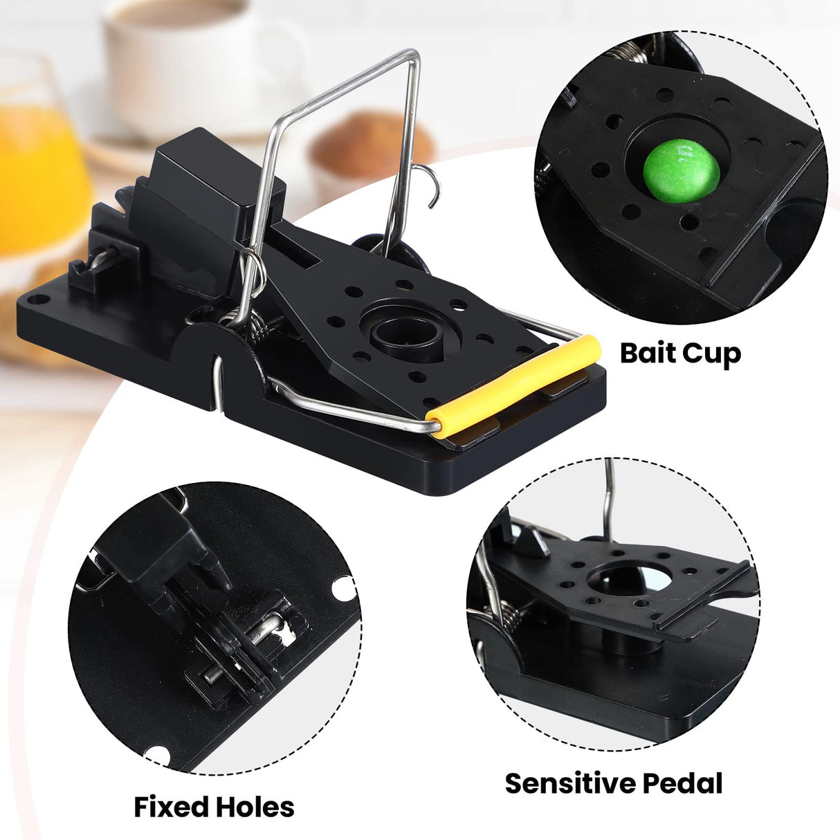 Qualirey 50 Pcs Mouse Traps Plastic Mice Trap House Indoor Rat Trap Quick Effective Safe Mouse Traps for Warehouse Garden Kitchen 3.86 x 1.81 x 2.17 Inch (Black,Yellow)