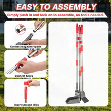 Load image into Gallery viewer, FUSBUNTY Pooper Scooper, Long Handle Dog Pooper Scooper, Heavy Duty Stainless Steel Rake with Tray & Spade Set for Pet Waste Removal, for Grass, Dirt or Gravel