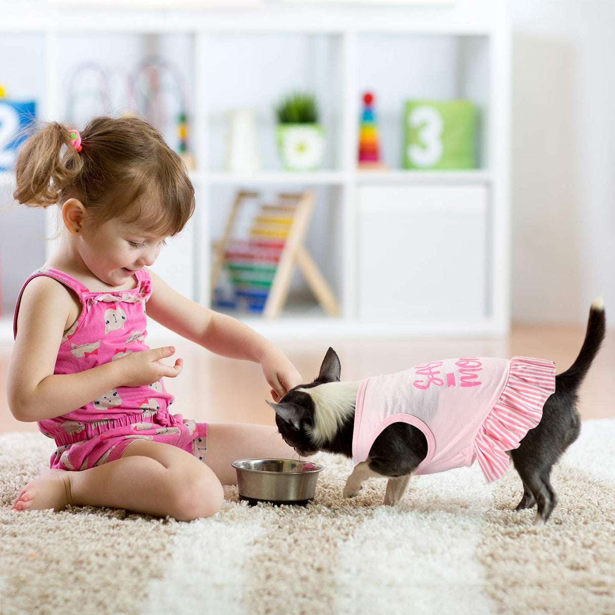 Weewooday 4 Pack Dog Dress Cute Pink Dog Clothes Skirt Girl Pet Princess Dress Puppy Summer Apparel Clothes Skirt Shirt with Ruffles Apparel for Small Puppy Cats Pet(M)