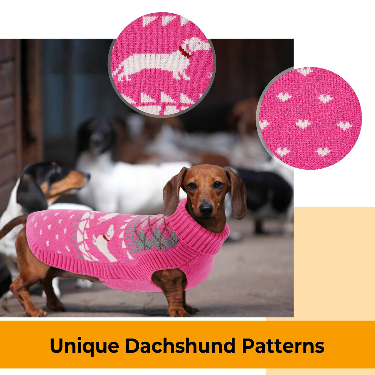Lelepet Dachshund Sweater, Turtleneck Dog Sweaters for Small Dogs, Warm Pullover Knitted Pet Coat, Cold Weather Dachshund Clothes, Fall/Winter Cozy Outfit (XS-XL)