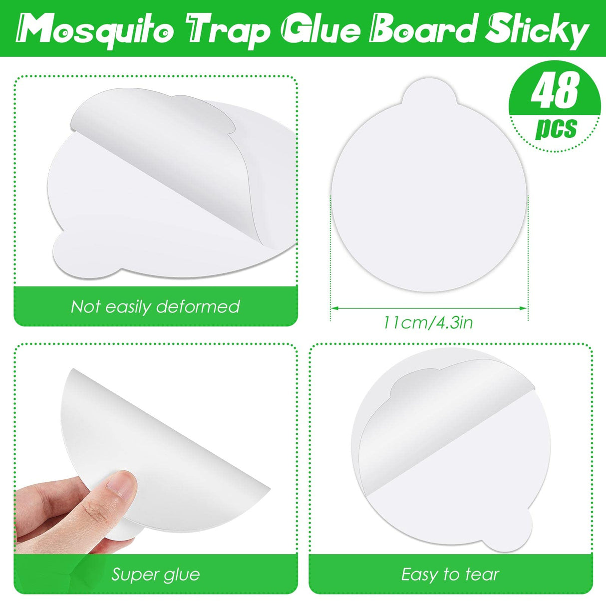 Kittmip 48 Pack Insect Trap Refillable Glue Boards Sticky Fruit Fly Trap Mosquito Fly Killer for Mosquitoes Fruit Flies Gnats Moths Fits Most Models Indoor Outdoor Lamp(Round)