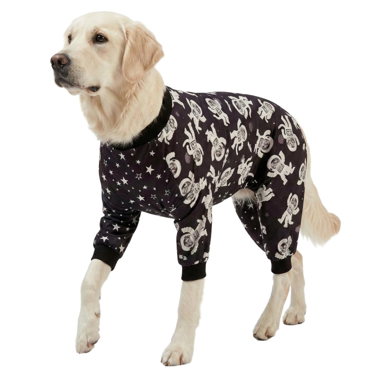 LovinPet Labrador Clothes - Large Dogs, Slim fit, Lightweight Pullover, Dog PJ's, Full Coverage Dog Pajamas, Outer Space Astronaut Print, Pitbull/Large Breed PJ's/Medium